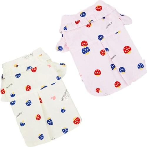 Fashion Dog Clothes Pink Girl Pet Clothing Mushroom Shirt Puppy Cat Outfit Tshirt Summer For Small Medium Dogs Chihuahua Yorkie