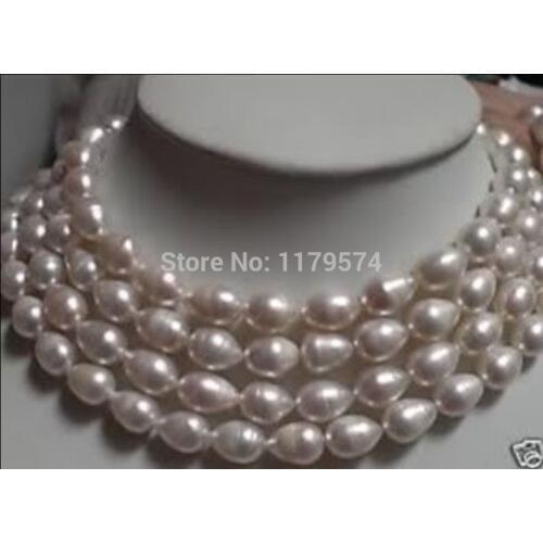 Fashion girl 7-10MM AAA WHITE BAROQUE all-match PEARL NECKLACE 68 INCH beads jewelry making YS0298