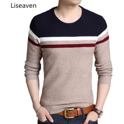 Liseaven Men Pullover Sweater Winter Warm Long Sleeve Pullovers Mens Clothing