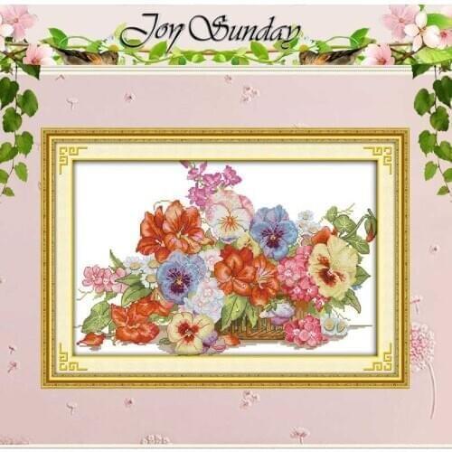 The gorgeous flower basket Counted Cross Stitch 11CT 14CT Cross Stitch Set Wholesale Cross-stitch Kit Embroidery Needlework