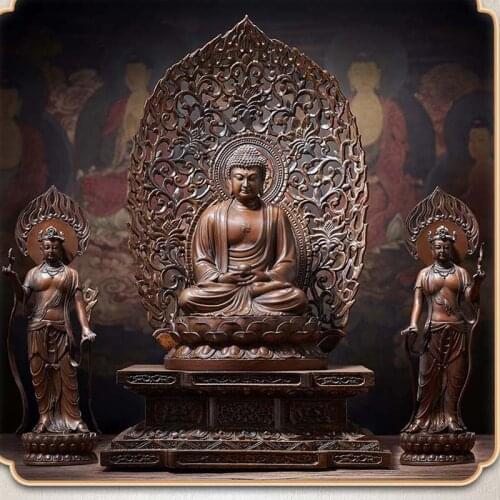 A Set GOOD figure of Buddha HOME temple Shrine Protection # Tantra Buddhism Amitabha Sakyamuni Buddha Bodhisattva Bronze statue