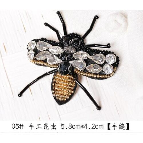 Bee diamond garment accessories high quality beaded applique patches for clothing socks/shoes/sweater/bag decoration