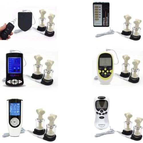 Electric Shock Vacuum Breast Enhancer Electro Shock Nipple Sucker Clit Pump Massager Enlargement Pump BDSM Sex Toys For Women
