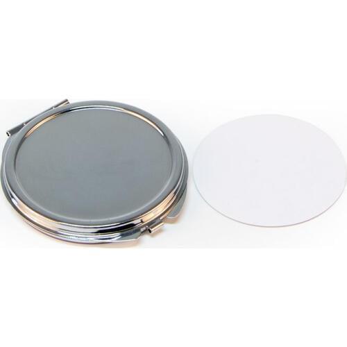 Customizable Round Silver Compact Mirror Metal Engraved Flower Pattern Compact Mirror Favors + Sublimation panel