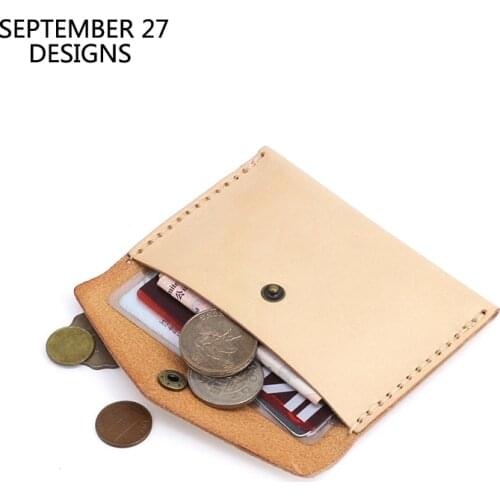 New Fashion Simple Mini Credit Card Wallets First Layer Leather Cowhide Handmade Small ID Bus Card Case Vintage Coin Purses