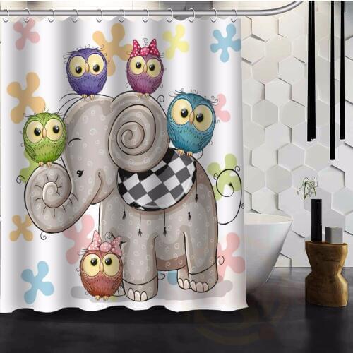 Newest Cartoon bird series Classic Home Nice Decor Shower Curtain Pattern Customized Curtain Fabric for bathroom H0308@68