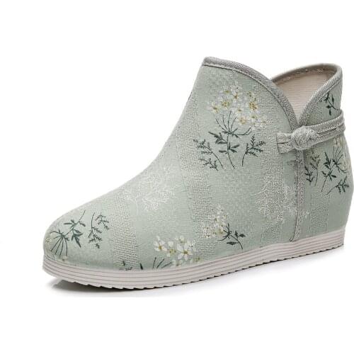 Floral Embroidery Shoes Women Ankle Boots Flat Autumn Shoes Comfortable Old Beijing Cloth Shoes Flats Botas