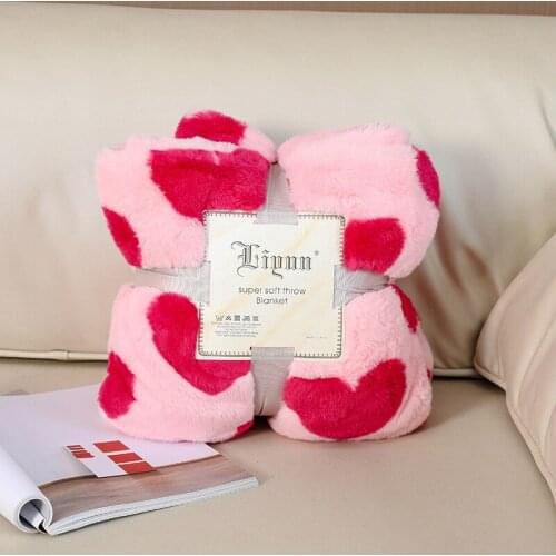 Cozy Soft Loving Heart Printed Blanket Get Well Gift Blanket Plush Positive Energy Love Hope With Fluffy Comfort