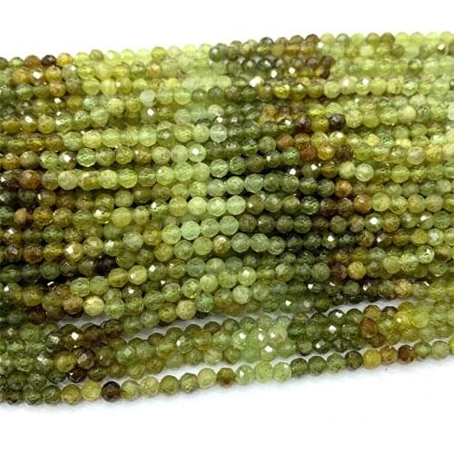 Veemake Yellow Green Tsavorite DIY Necklace Bracelets Earrings Natural Charm Gemstone Crystal Jewelry Faceted Round Beads 06576