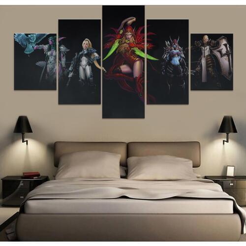 5 Piece Video Game WOW Warcraft DOTA 2 Painting Poster Decorative Mural Art Room Wall Decor Canvas Painting Wholesale