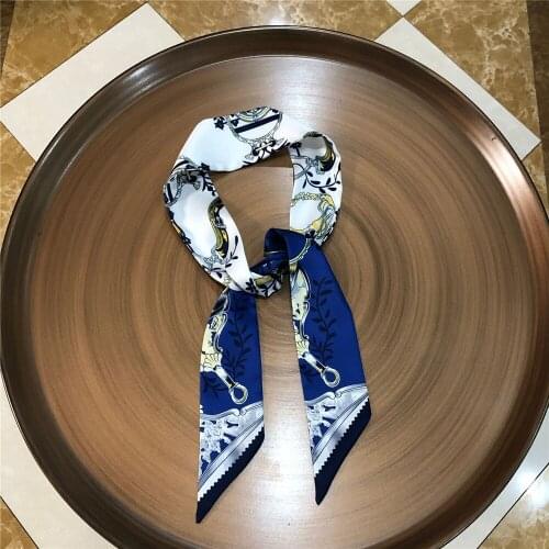 New Skinny Scarf 2021 Luxury Brand Printing Silk Scarf For Women Fashion Belt For Ladies Bag Scarf Bandana BS24