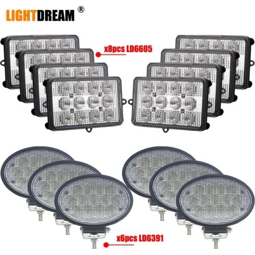 Complete LED Work Light Kit 6pcs Cab Headlights 2pcs Side Row Finder headlights 6pcs Stubble Lights For John Deere Combines