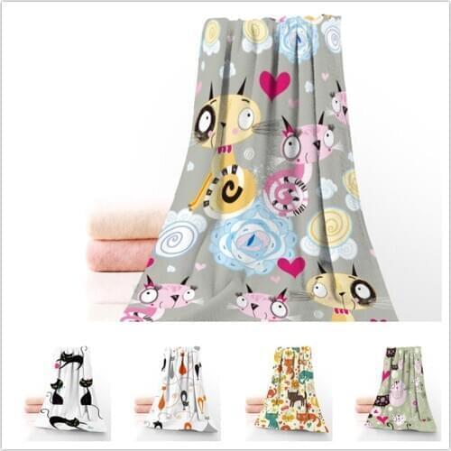 Custom Cartoon Cat 35*75cm Face Towels Facecloth Microfiber Washcloth Quick drying Sports Towel