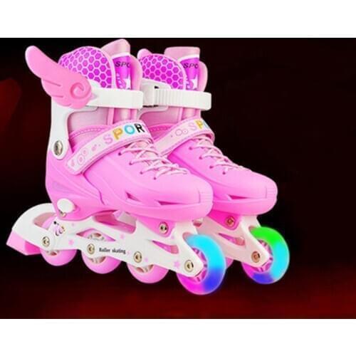 Professional Adult children Inline Roller skates boys and girls adjuistable PU 4wheels flashing outdoor sports
