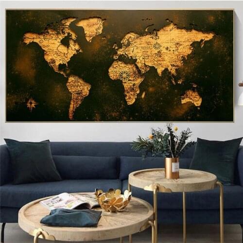 Modern Minimalist World Map Canvas Painting Art Posters and Prints Modern Wall Art Pictures for Living Room Decoration