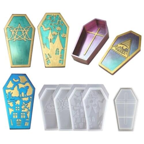 Goth Crystal Coffin Storage Box Silicone Mold Resin For Halloween Gothic Container Mold Art Supplies DIY Resin Making