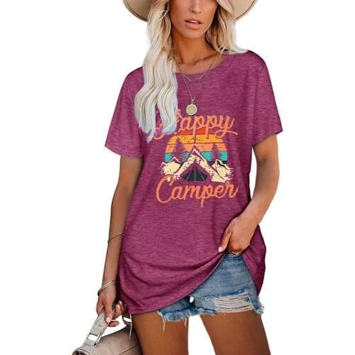 Happie Queens women Letter print short sleeve o-neck t-shirt ladies tops cotton Tee shirt camiseta feminina
