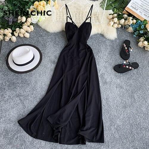 Vintage 2019 Summer Women Maxi Dress Elegant Blakc Evening Party V Neck Backless Long Dress Beach Sexy Slim Retro Verano Vestido