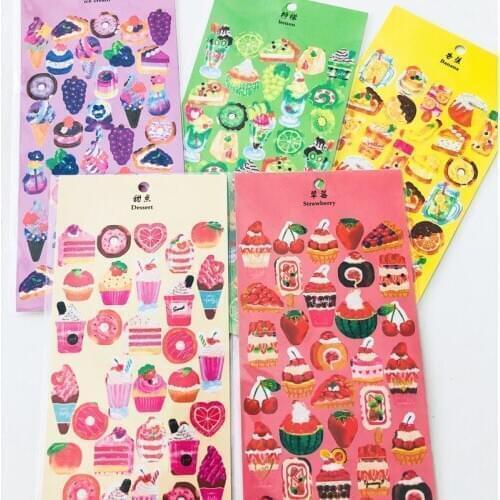1 Sheet Candy Color Fruit Cakes Strawberry Paper Stickers DIY Decorative Sealing Paste Stick Label Kids Gift