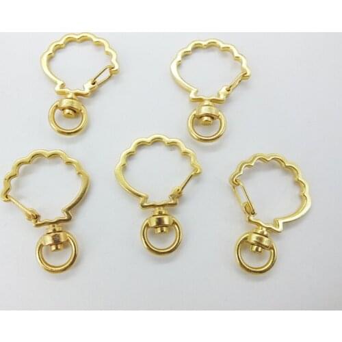 Wholesale 1000PCS 27X37MM shell shape High Quality Zinc Alloy Carabiner Swivel Clasps For Key Ring & Key Chain Rose Gold Tone