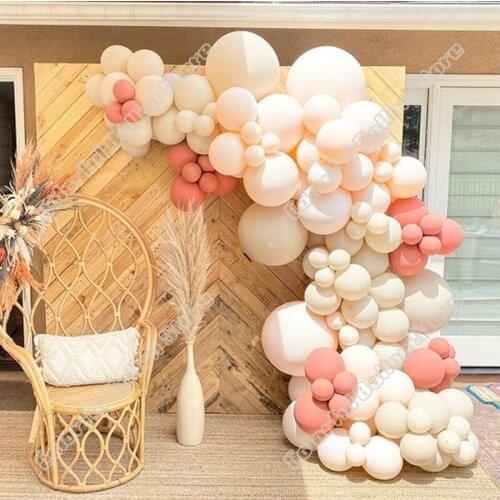 105pcs Birthday Party Wedding Sandy White Latex Balloon Arch Double Cream Peach Balloon Garland Baby Shower Celebration Decor