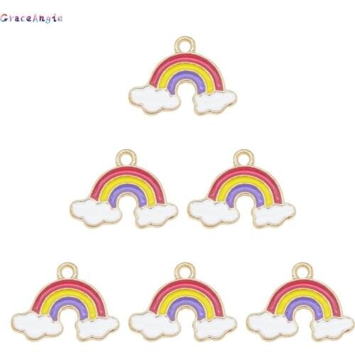 30Pcs enamel rainbow cloud charms Cartoon Alloy Jewelry Making Bracelet/Necklace/Earing Fashion Women Accessory Gold Charm