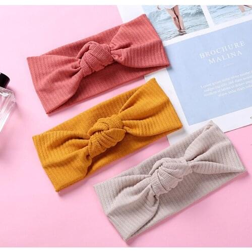 32 PCS, 2021 New Knotted Bow Turban Headband, Ribbed Bow Baby Headwraps, Kids Girls Hair Accessories