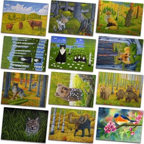 3D DIY Diamond Embroidery Bear Forest Picture of Rhinestones Cat Diamond Painting Cross Stitch Needlework Decor
