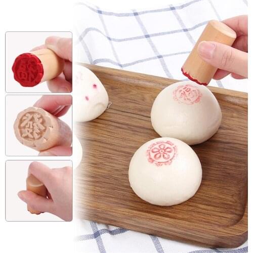 4PCS Cake Mold Handmade Wood Dessert Seal Stamp DIY Cookie Baking Molds Cake Decorating Tools for Traditional Chinese Festival