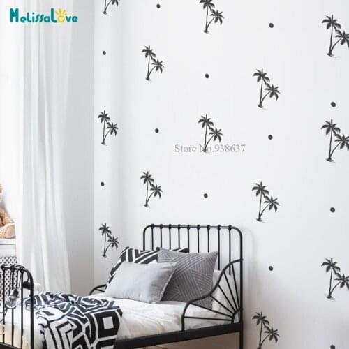 50 pcs/set Palm Tree Wall Art Decal Tropical Coconut Tree Bedroom Living Room Decor Apartment Removable Wall Art Sticker BB711