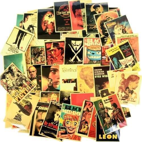 54pcs Vintage Posters gifts 90s paster cosplay funny decals scrapbooking diy phone laptop waterproof decoration pasters
