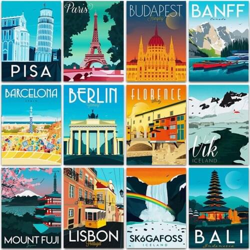 5D Diamond Painting City Travel Landscape Building Diamond Embroidery Scenery Rhinestone Mosaic Handmade Gift Wall Artwork Decor