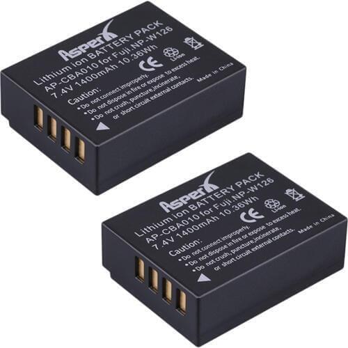 AsperX 2x 1400mAh NP-W126 NP W126 Camera Battery For Fuji X100F XT20 XPro1 Pro2 XE1 XE2 XA1 XA2 XT2 XT10 XM1 XM2 XT1 HS33 30 50