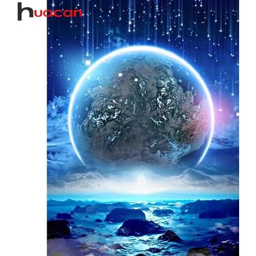Huacan 5d Diy Diamond Painting Fantasy Earth Scenery Decor Home Diamond Embroidery Mosaic Planet Landscape Diamond Art