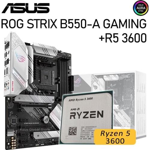 Asus ROG STRIX B550-A GAMING B550 With AMD Ryzen 3600 Motherboard Bundle PCI-E 4.0 DDR4 128GB Placa-mãe Motherboard Kit New