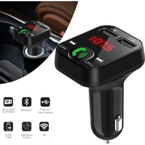 B2 Usb Charger Car Fm Transmitter Wireless Radio Adapter Dual Bluetooth Mp3 Player Support Handsfree Call Connect Two Phones