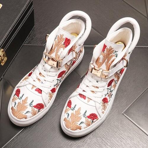 Stephoes Luxury Designer Embroidery Ankle Boots Spring Autumn High Top Moccasins Casual Shoes Male New Youth Trending Sneakers
