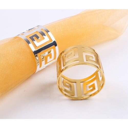 6PCS/Metal napkin ring and pattern napkin holder, brazed, polished, non-interface napkin ring, table decoration
