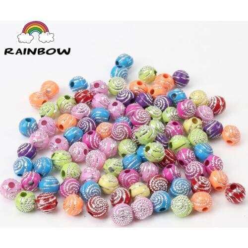 2019 New Mix Color Stripe Flower Spacer Beads For Bracelet Necklace Jewelry Making DIY Accessories 8mm 50pcs