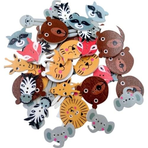 50pcs Colorful Animals 2 Holes Buttons Decor