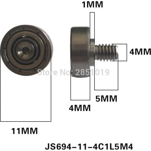 JS694-11-4C1L5M4Free Shipping 10pcs 694zz screw NTBG series Screw bearing pulley M4 stainless steel Cashbox pulley OD11mm