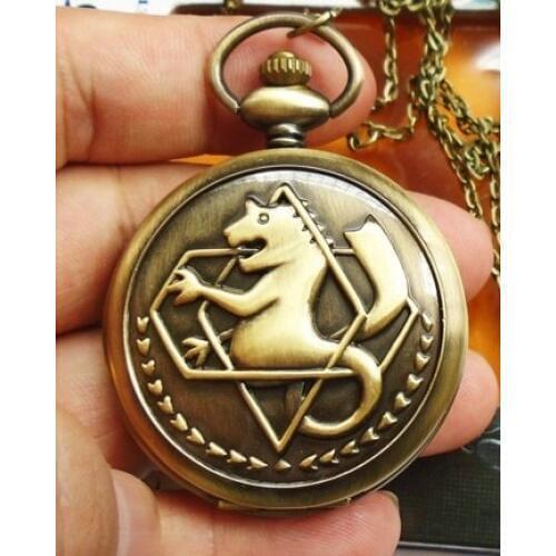Hot Selling Full Metal Alchemist Pocket Watch Vintage Steampunk Necklace Pendant Quartz Clock Gifts for Men Women Children gift
