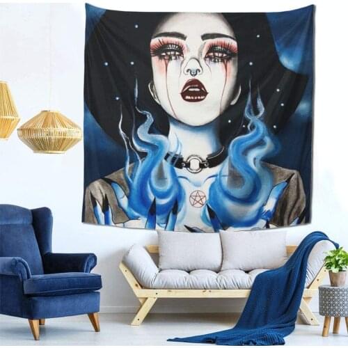 Gothic Women Girl Wall Hanging Tapestry - Home Indian Decor Retro Art