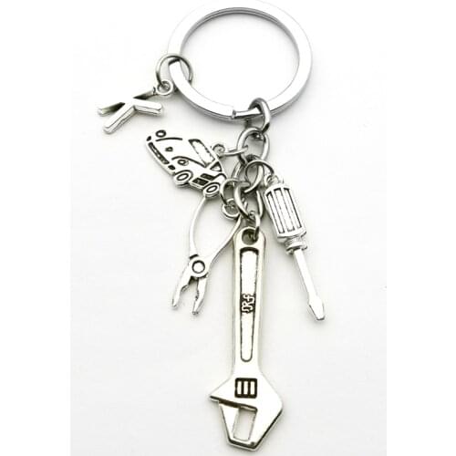 2020 A-Z Letter Keychain Mini Wrench Pliers Screwdriver Car Key Ring Dad Jewelry Gift Repairman Gift DIY Handmade