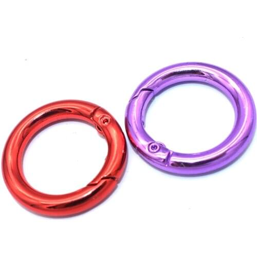 Red/Purple Spring Rings Adjustable Buckles Oval Rings Slide Bag Clasps Hook Round Push Gate Snap Hook Handbag Buckles 19 mm