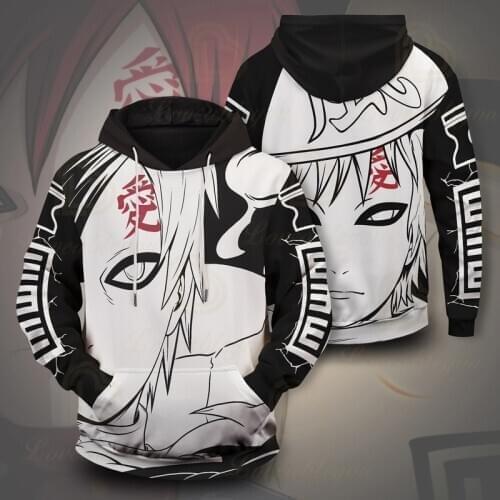 Cartoon Naruto Gaara 3D Print Jacket Men/Women Hiphop Hoodies Long Sleeves Casual Anime Sweatshirt Japanese Streetwear