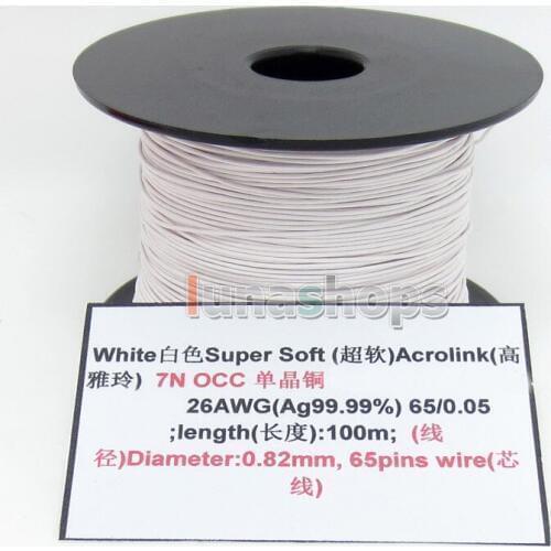 LN004501 White 100m 26AWG Ag99.9% Acrolink Pure 7N OCC Signal Wire Cable 65/0.05mm2 Dia:0.82mm For DIY