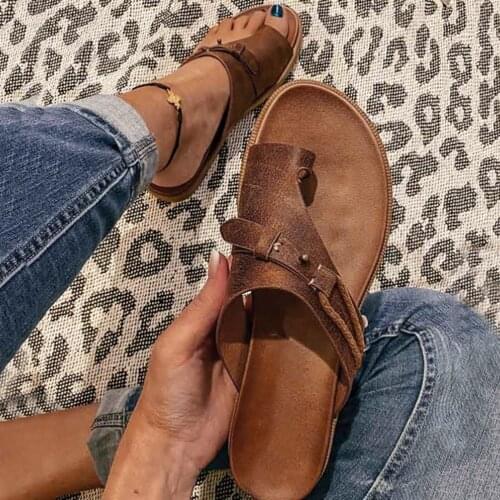 Fashion Womens Flip Flops 2021 New Casual Ring Toe Wedges Leather Slippers Summer Beach Sandals Outdoor Shoes Sandalias