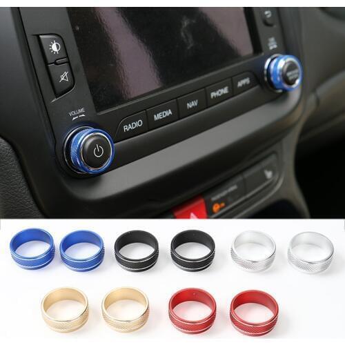 MOPAI Aluminium Car Interior CD Sound Volume Tune Adjust Knob Button Ring Decoration for Jeep Renegade 2015-2017 Car Styling