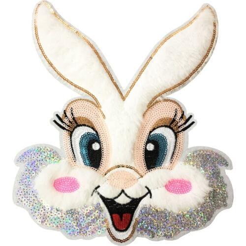 Cartoon Sew-on Little White Rabbit Animal Iron On patches for Clothing Embroidery Shoes Hats Diy Decoration Patch Accessories